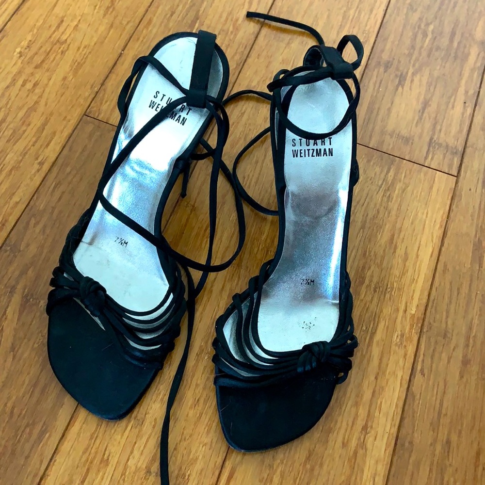 Stuart Weitzman satin strappy heel